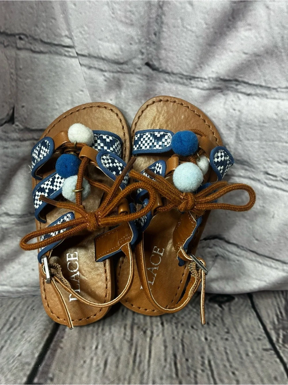 5/$20 Coastal Boho Whimsy Pom Nautical Gladiator Slingback‎ Sandals Baby Girl 6